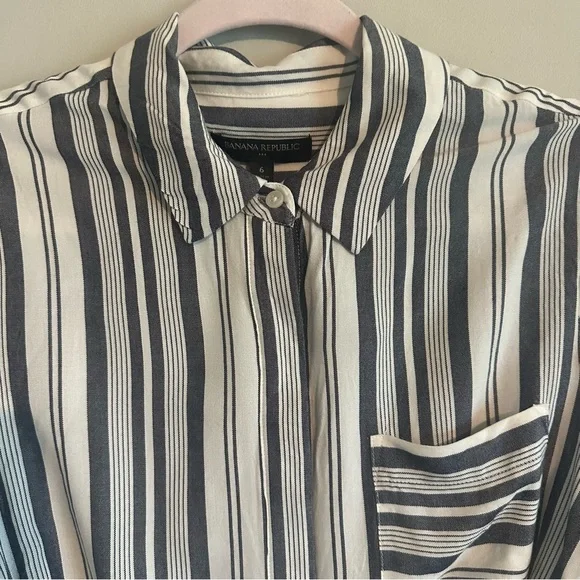 Banana Republic Grey & White Striped Shirt Dress Women’s Size 6, Business Casual - Picture 4 of 12